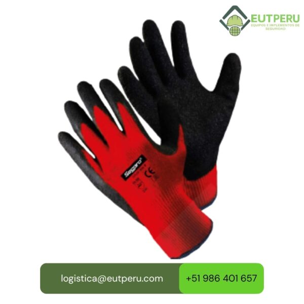Guante hilo Tejido Rojo Palma Latex Negro SEGPRO